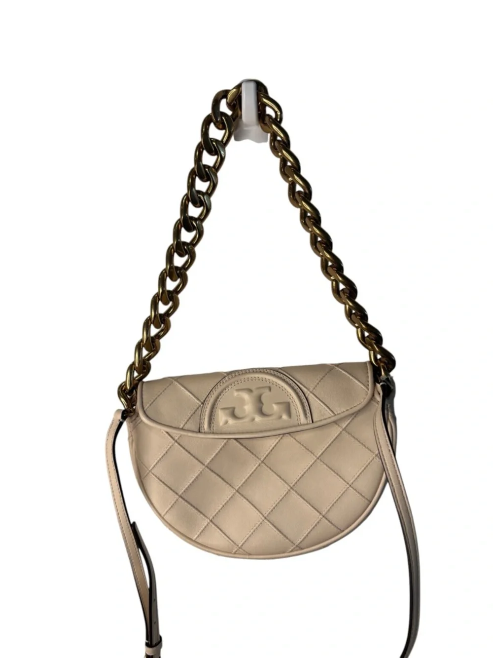 Tory Burch Mini Fleming Soft Crescent Bag Quilted Leather Crossbody Shoulder Bag